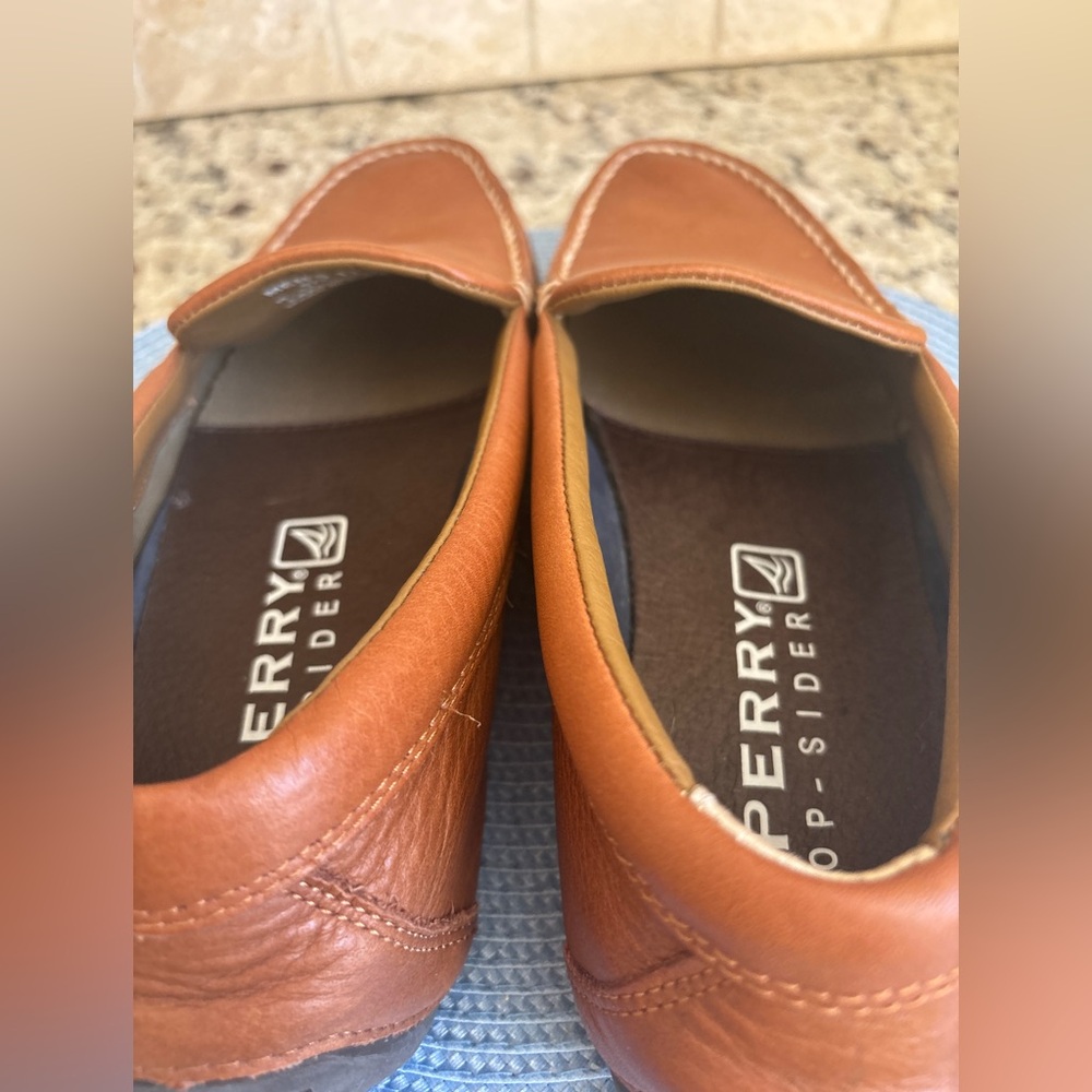 Sperry Men’s Top Sider. Leather Driving Slip On Loafers Caramel Light Brown 11 - Picture 7 of 10